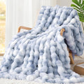 Luxury 1000GSM Faux Rabbit Fur Throw Blanket, Super Heavy Warm Cozy Grey by TOUCHAT