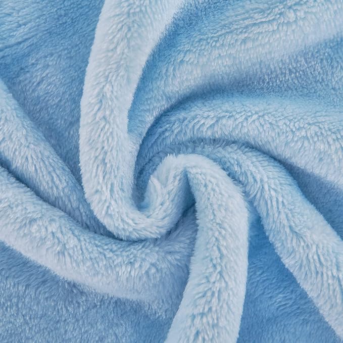 Light Blue Fleece Plush Throw Blanket 108"x90"for Couch Fuzzy Cozy Flannel | - Image 4