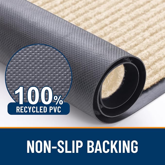 OLANLY 2-Pack Front Door Mats 59x23, Waterproof Heavy-Duty Doormats | Beige - Image 3