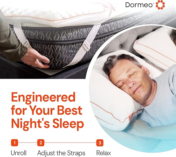 Dormeo Premium Split King Cooling Mattress Topper - 3-Zone OctaspringⓇ Technology for Optimal Back Support, Anti-Slip Bottom