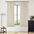 Cream Beige 63 Inch Length Blackout Pinch Pleated Linen Curtains by Twodrapes