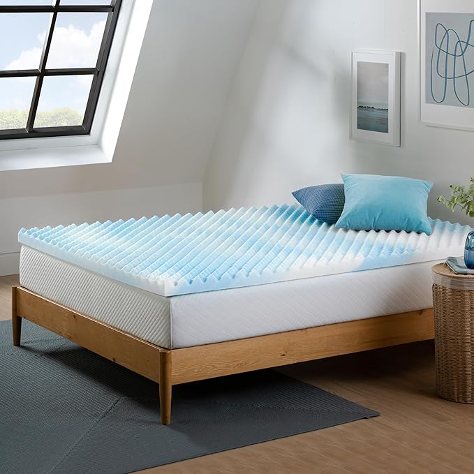 ZINUS 2 Inch Swirl Gel Cooling Memory Foam Mattress Topper, Smaller, More Convenient WonderBox Packaging, Cooling, Airflow Design, CertiPUR-US Certified, Queen