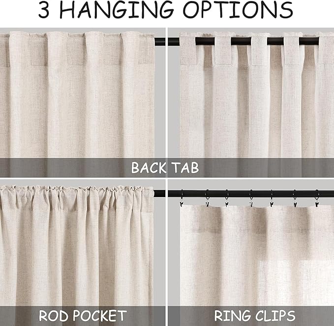 Beige Linen Curtains for Kitchen Windows Over Sink - Image 2