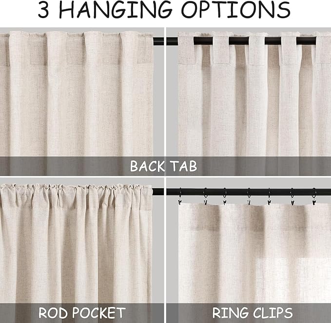 Beige Linen Curtains 90 Inches Long - Image 3