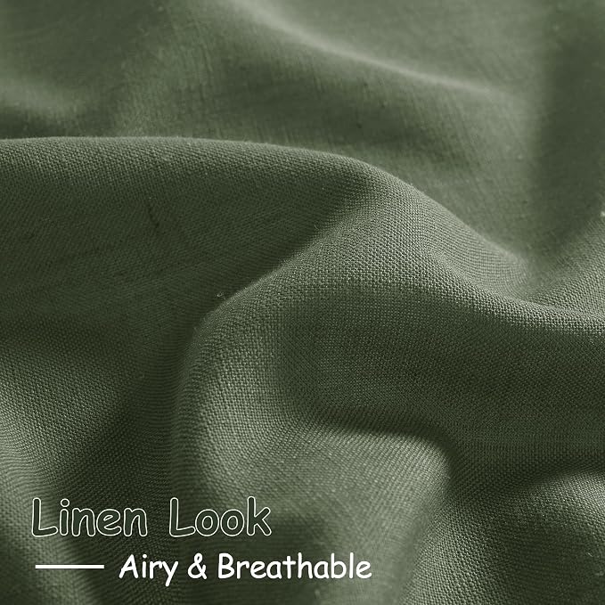 Forest Green Linen Curtains 63 Inch Length - Image 3