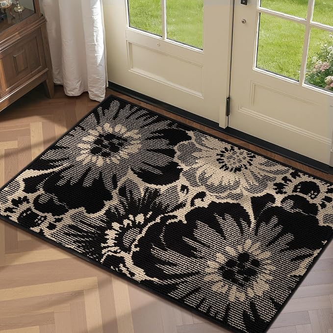 Findosom Washable Runner Rug 2x3, Non Slip High-Low Textured Floral Small by Findosom