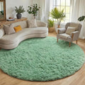 Sage Green Round Area Rugs 6ft, Fluffy Soft Bedroom Circle Rug by ONASAR