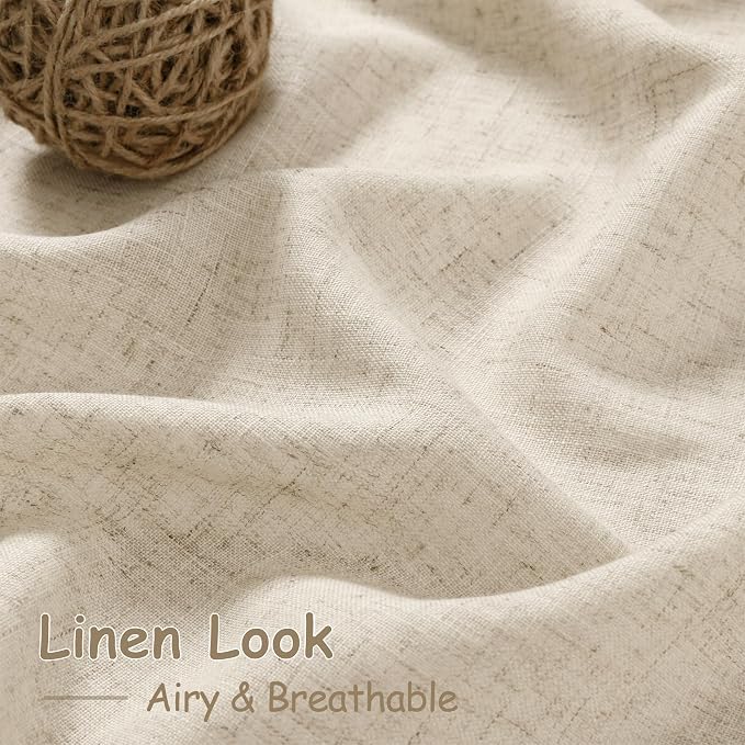 Beige Semi Sheer Linen Curtains 72 inch Length - Image 5