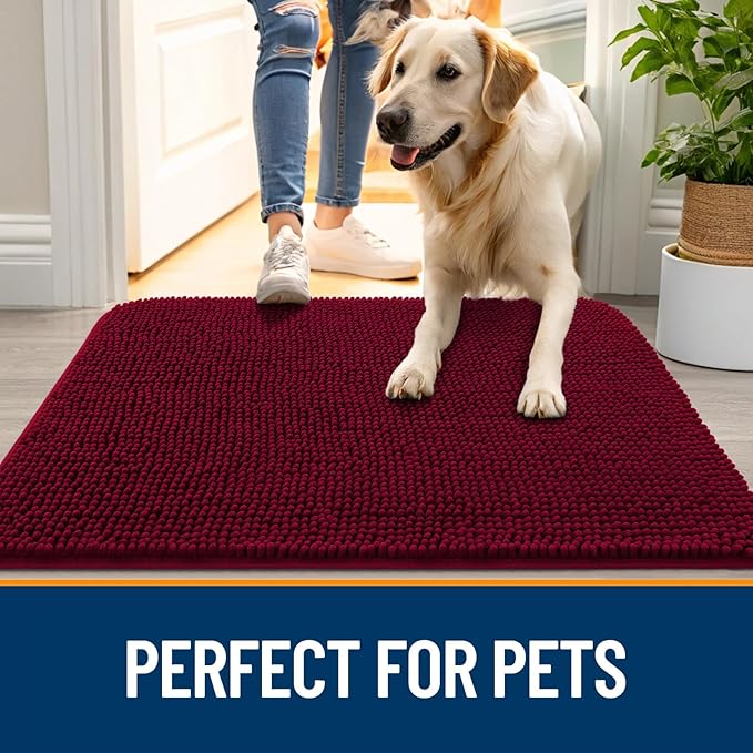 OLANLY Dog Door Mat for Muddy Paws 70x46, Super Absorbent Chenille Mud Mat | - Image 6