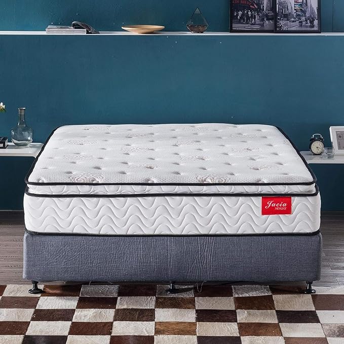King Mattress - 11.4 Inch Pillow Top Pocket Spring Hybrid Mattress with Memory Foam Innerspring