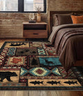 Rustic Cabin Area Rug 4x6, Machine Washable Lodge Bear Rug, Non-Slip Low Pile by YIHOUSE