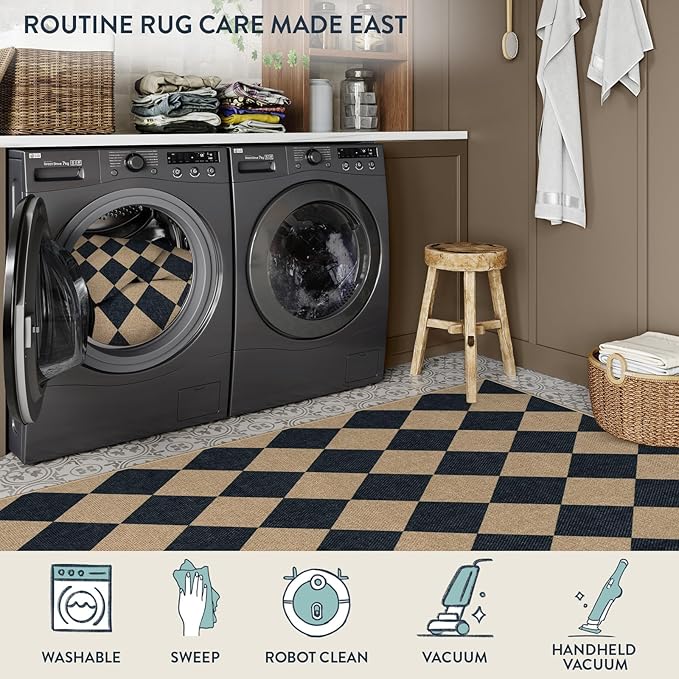 Lahome Checkered Easy Jute Non Slip Runner Rug, 2x6 Kitchen Runner Rug Washable - Image 5