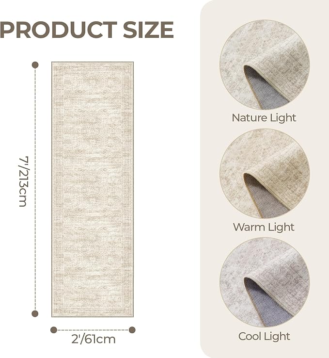 2x7 Runner Rug Non Slip, Washable Hallway Runner Rug, Nursery Room, Soft Runner - Image 2