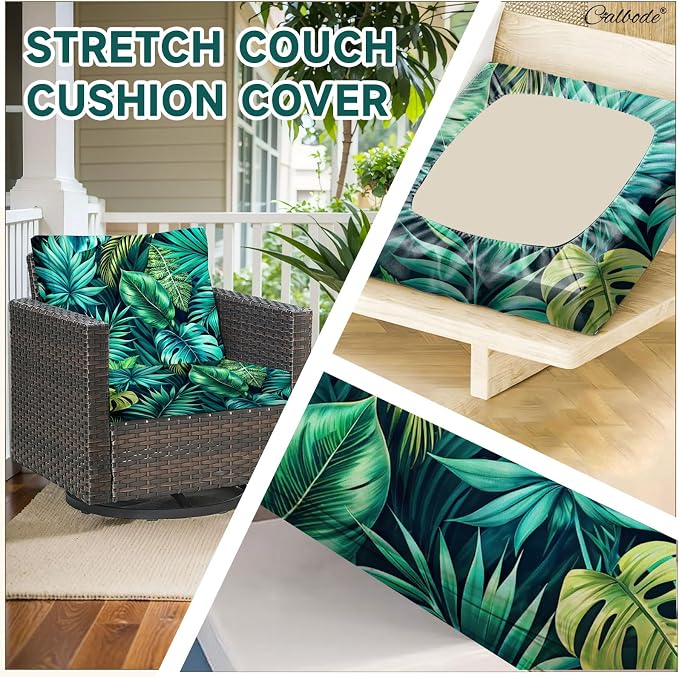 CALBODE 12 Pcs Stretch Outdoor Seat Cushion Covers, Washable Reusable, - Image 3