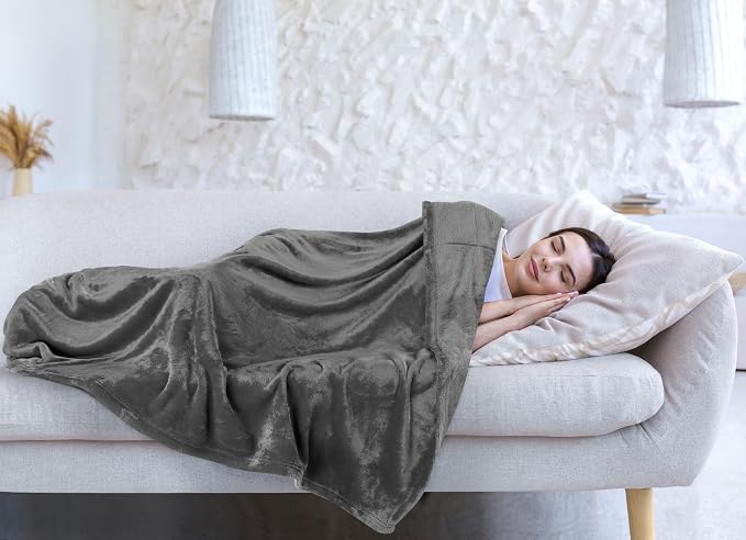 Utopia Bedding Grey 300GSM Fleece Blanket Luxury Soft Bed Blanket - Image 8