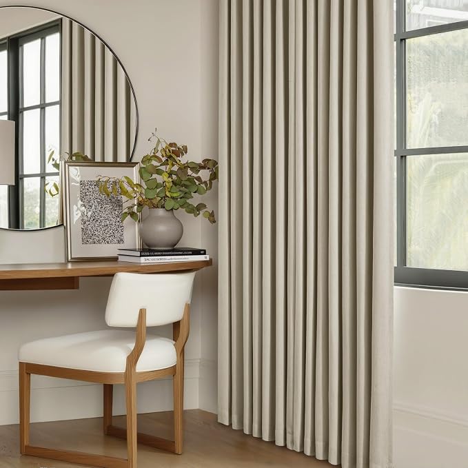 Extra Wide Burlywood Birch Pleated Blackout Linen 60 x 96 Inch Curtains | 100% - Image 8