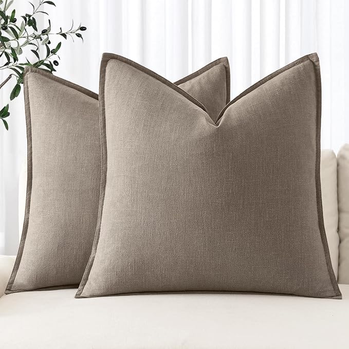 MIULEE Decorative Linen Pillow Covers 20x20 Inch Dune | Boho Farmhouse​ ​Fall by MIULEE