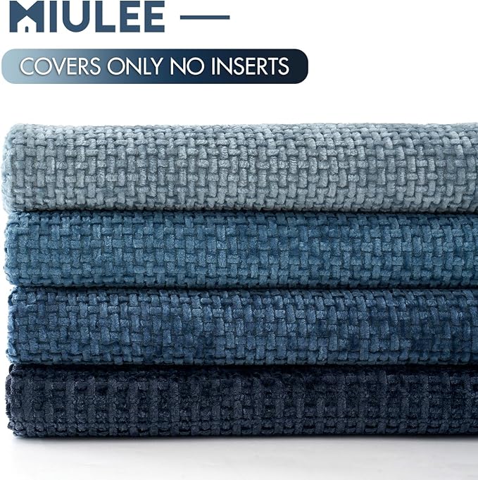 MIULEE Soft Decorative Chenille Pillow Covers Blue Series 16x16 Pack of 4 | - Image 6