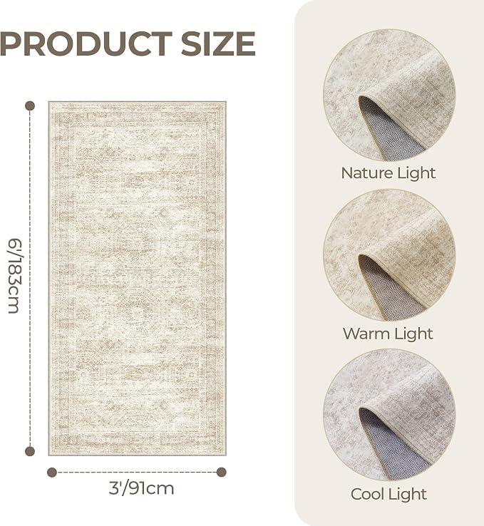 3x6 Runner Rug Non Slip, Washable Hallway Runner Rug, Nursery Room, Soft Runner - Image 2