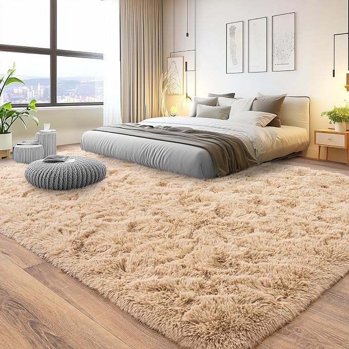 Pionblank Large Area Rug for Living Room 10x14, Fluffy Shag Rug, Camel | Modern - Image 2