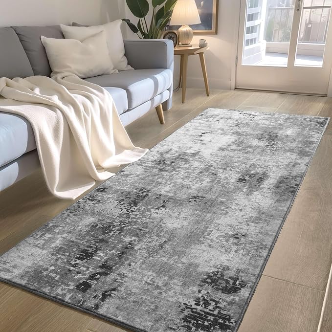 Ompaa 2x6 Rug Runners for Hallways Kitchen Runner Rug Non Slip Washable Grey - Image 4