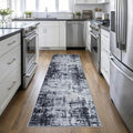 2.6x10 Washable Runner Rug:Modern Abstract Soft Carpet Dark Black | by FXRHLP