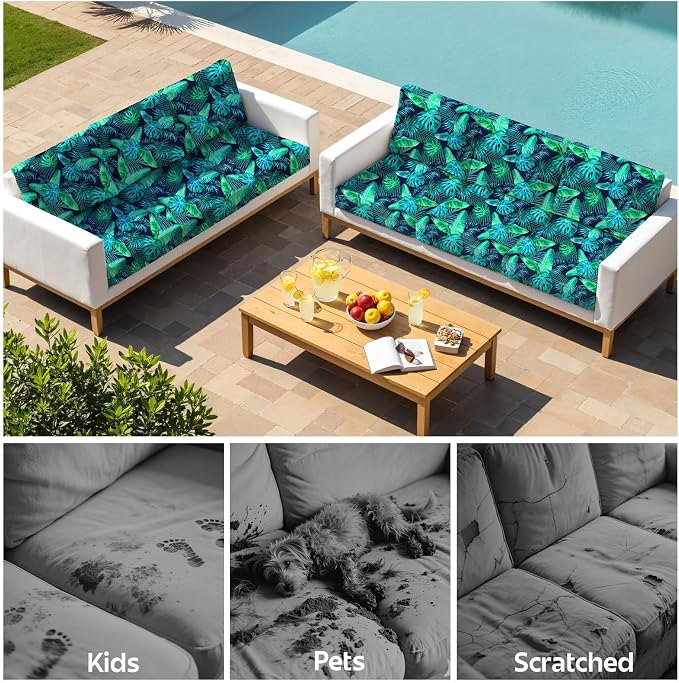 12Pcs Patio Cushion Covers Stretch Outdoor Furniture Protector Slipcovers | - Image 8