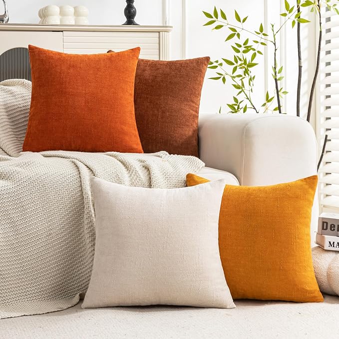 Set of 4 Soft Textured Decorative Throw Pillow Covers 16x16 Inch Cozy Farmhouse - Image 3