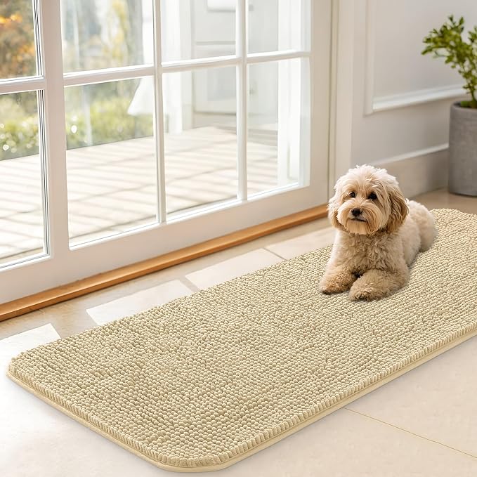 OLANLY Dog Door Mat for Muddy Paws 47x17, Super Absorbent Chenille Mud Mat | by OLANLY