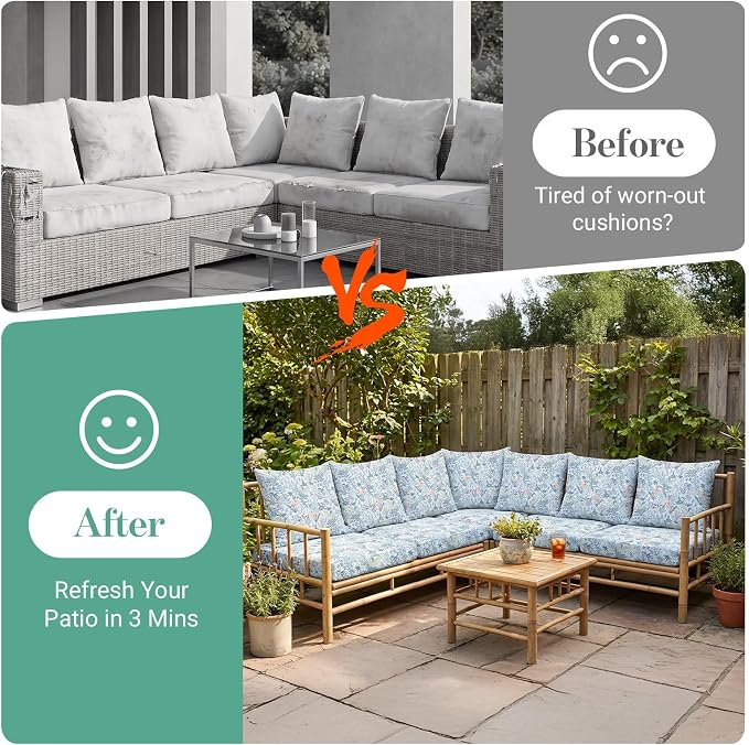 12Pcs Patio Cushion Covers Stretch Outdoor Furniture Protector Slipcovers | - Image 5
