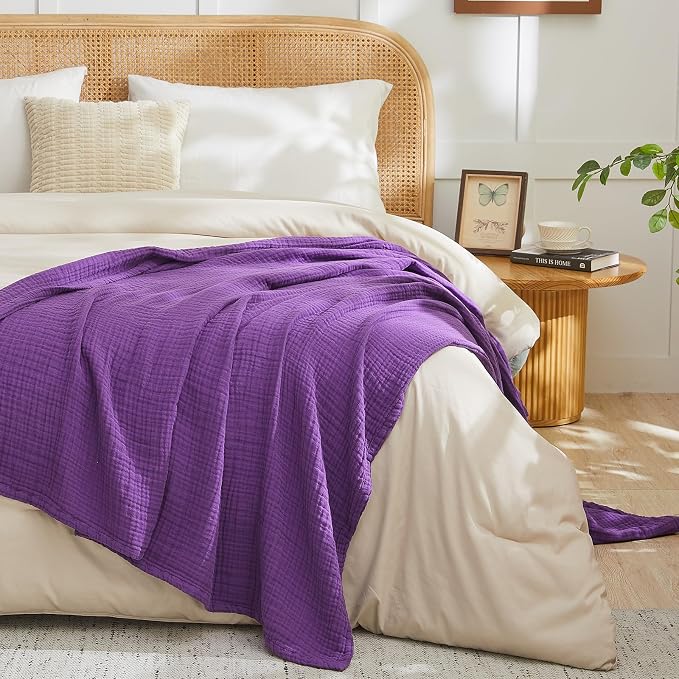 EMME Muslin Blankets for Adults Throw Blanket for Couch Breathable Gauze Soft - Image 6