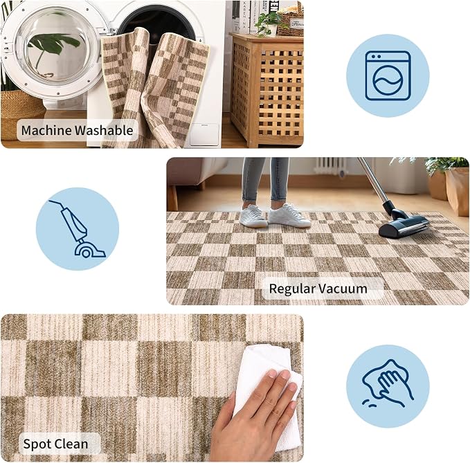 GarveeHome 2.5x8 Checkered Kitchen Runner Rug - Image 7