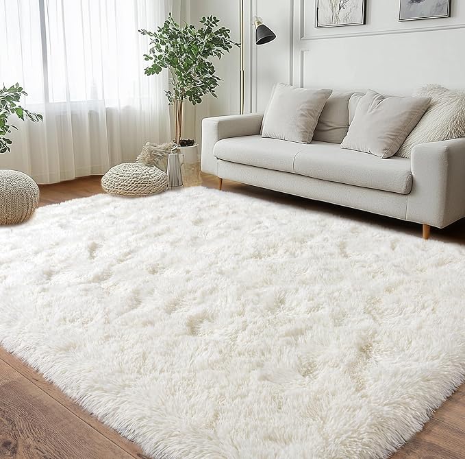 Pionblank Fluffy Area Rug for Bedroom 5x7, Plush Non Slip Rugs, Cream White | - Image 8