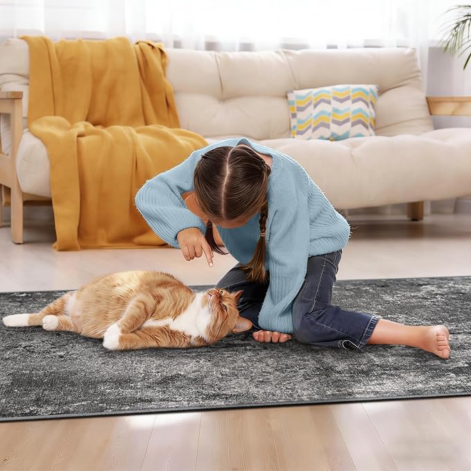 2x12 Black Rug Runners for Hallways Kitchen Runner Rug Non Slip Washable Black - Image 5
