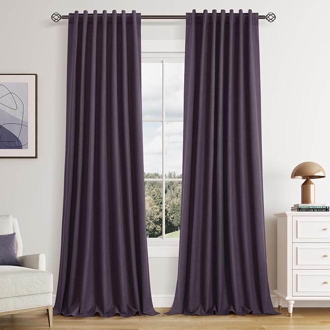 100% Blackout Curtains 102 Inch Length 2 Panels Set by Guken