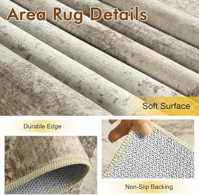 2x6 Ft Washable Runner Rug, Non-Slip Low Pile Hallway Kitchen Area Rug - Image 6
