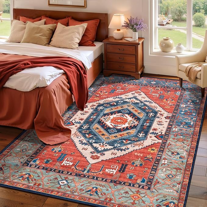 SERISSA 4x6 Washable Non Slip Boho Area Rug by SERISSAHomeDecorCollection