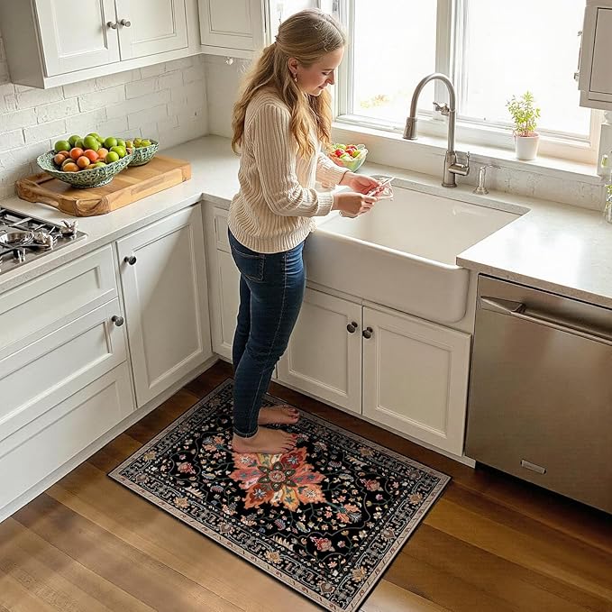 RELEANY Washable Area Rug, Small 2'x3', Water Repellent, Pet Friendly, Vintage - Image 3