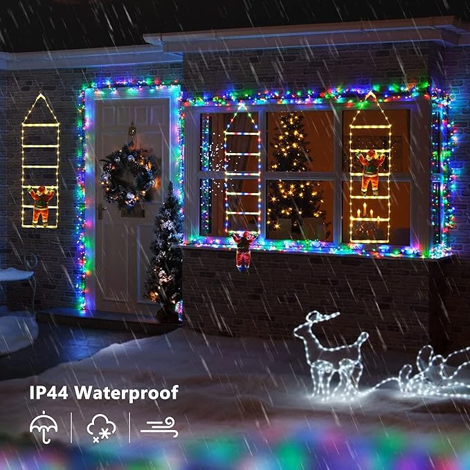 Toodour LED Christmas Light - 2.5FT Christmas Decorative Ladder Lights with Santa Claus, Xmas Decorations Light for Indoor Outdoor, Window, Garden, Home, Wall, Xmas Tree Decor - Warm White