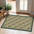 Front Door Mat Outside Entrance, 2x3 Green Brown Floral Trellis Rug | Non-Slip by Othilic