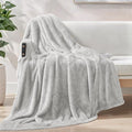 Exclusivo Mezcla Plush Fuzzy Fleece Throw Blanket Extra Large, Super Soft, Fluffy and Warm Blankets for Couch, Bed, Suitable for All Seasons (50x70 Inches, Light Grey)