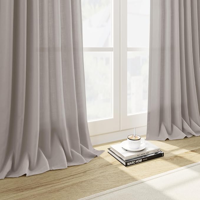 Stone Grey Linen Curtains 90 Inches Long - Image 5