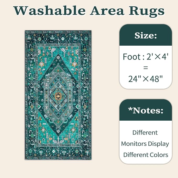 SERISSA 2x4 Washable Non Slip Boho Runner Rug - Image 6