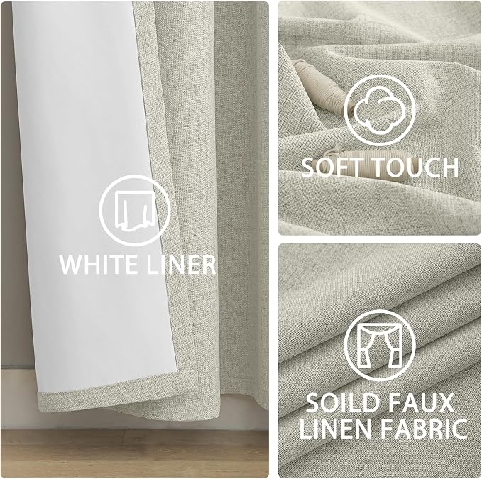 Yakamok Cream Linen Textured Curtains 84 Inches Long - Image 6