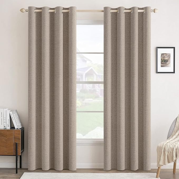 MIULEE 100% Blackout Linen Curtains by MIULEE