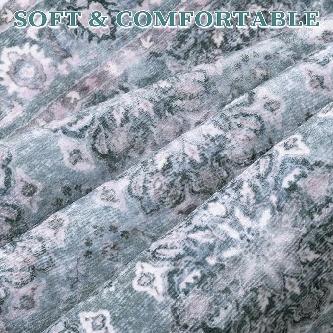 SERISSA 8x10 Washable Non Slip Floral Boho Area Rug - Image 4
