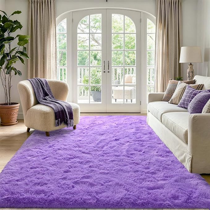 6x9 Large Purple Fluffy Soft Area Rug Non-Slip - Image 2