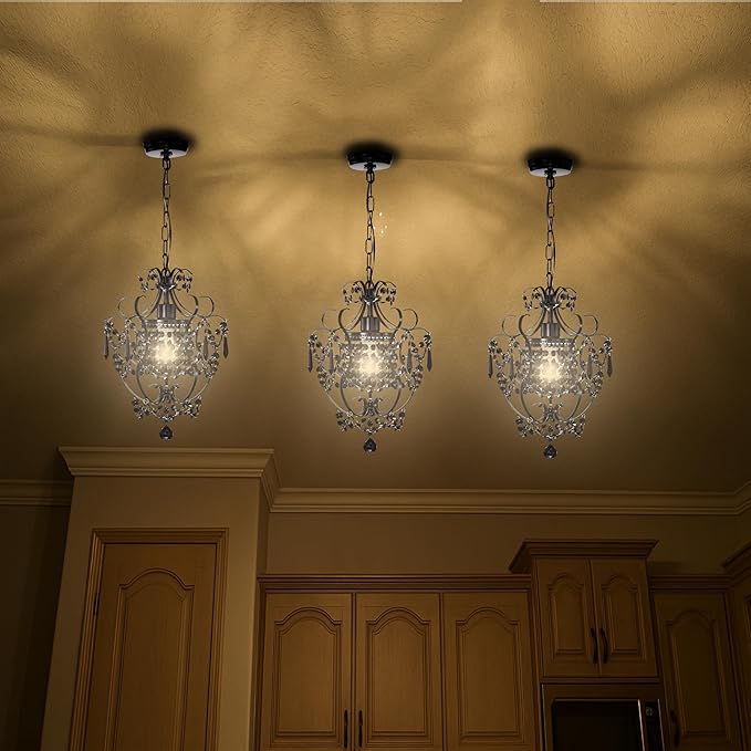 Black Chandelier Small Crystal Chandelier Lighting Modern Mini Hanging Light Fixtures with 1 Light