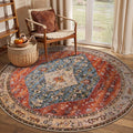 SERISSA 4ft Washable Non Slip Round Boho Area Rug by SERISSAHomeDecorCollection