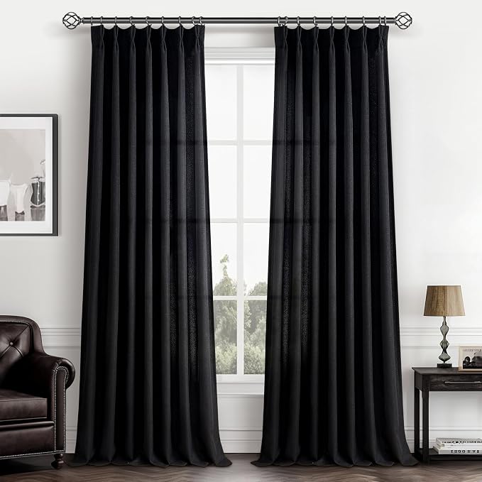 Modern Pinch Pleated Black Curtains by PleatedDrapes